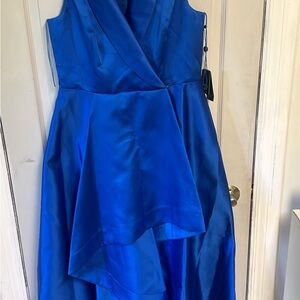 Adrianna Papell Blue Asymmetrical Wrap Dress